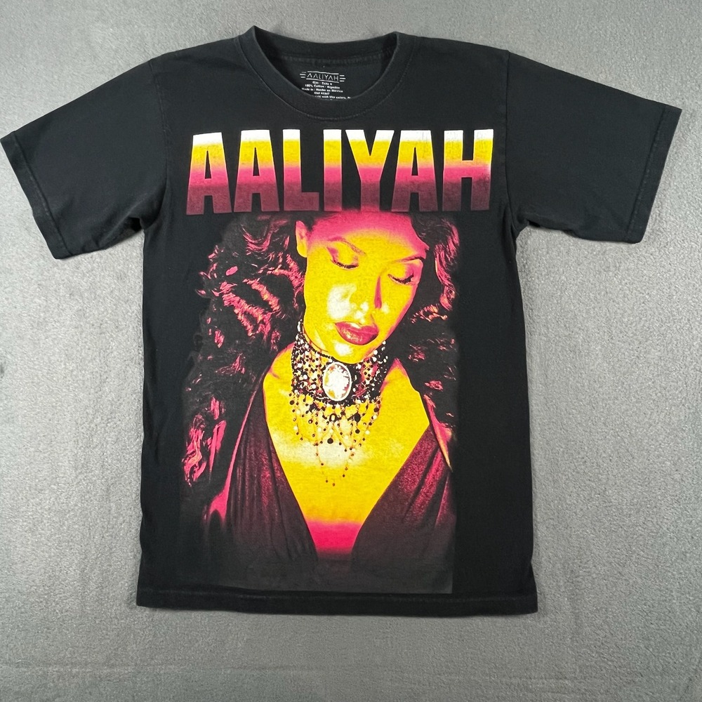 Aaliyah T Shirt Black Graphic Print Y2K Short Sleeve Womens Size‎ S